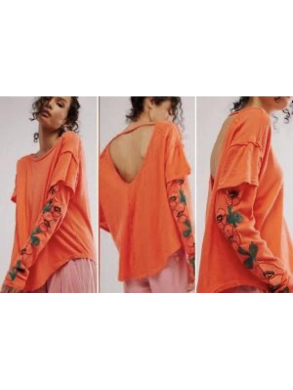 FREE PEOPLE Not Your Poppys Long-Sleeve Tee Women's Size S
